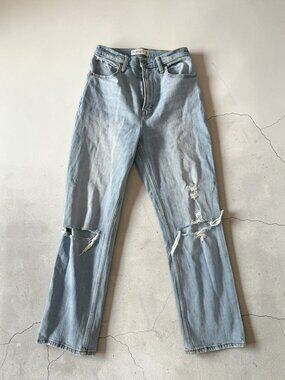 ABERCROMBIE & FITCH Ultra High Rose Denim Ankle Straight Pants Size 2 Short